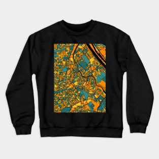 Vienna Map Pattern in Orange & Teal Crewneck Sweatshirt